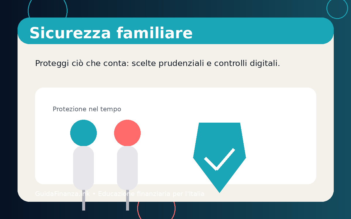 Illustrazione legata al benessere familiare e alla protezione nel tempo